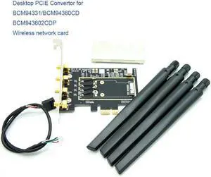 BCM94331 BCM94360CD BCM943602CDP WLAN Card to Desktop PC PCI-E pcie pci express 1X 16X converter Adapter for Apple WIFI Card