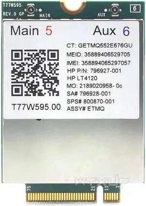 4G Module LT4120 LTE T77W595 150Mbps WWAN M.2 4G Modem + 2 antenna for HP Probook/EliteBook 840 850 820 745 G3