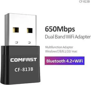 BT+WiFi 650Mbps Dual Band 2.4G&5.8G WiFi Adapter BT 4.2 Dongle Wireless Network Card Support Windows XP/Vista/7/8/8.1/10 Mac OS