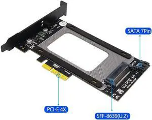 U2 to PCI E Adapter Card Riser PCI Express 3.0 4X U.2 SFF-8639 Adapter PCIe U.2 SSD to PCI-E Card Support Intel 2.5" NVME U2 SSD