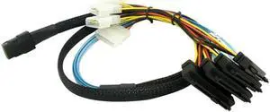 Sas Sata Cables for HDD Server Display Card MINI SAS 4i SFF-8087 36Pin To 4 SAS 29Pin Sff 8482 +4pin Power Cable 1m