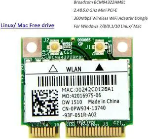 BCM94322HM8L DW1510 BCM94322 Dual Band 300Mbps Mini PCIE WiFi Wireless Network Card 802.11a/b/g/n DW1510 for Mac OS/hackintosh