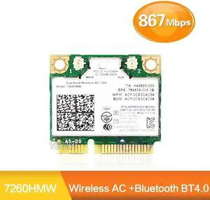 Dual Band Wireless Wifi Card For Intel 7260 7260HMW Half Mini PCI-E 2.4G/5Ghz 1200M Bluetooth 4.0 Wi-Fi Adapter 7260ac 802.11ac