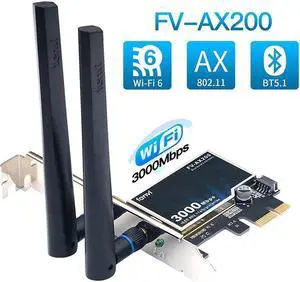 WiFi 6 Dual Band 3000Mbps AX200 PCIE Wireless WiFi Card MU-MIMO OFDMA with Bluetooth 5.1 Ultra-Low Latency