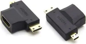 2PCS 3 in 1 HDMI Adapter Micro HDMI male + Mini HDMI male to HDMI 1.4 Female Cable Adapter Converter for HDTV 1080P HDMI Cables