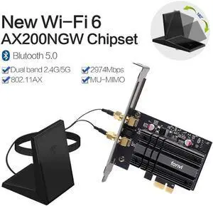 Dual band 3000Mbps Wifi 6 Intel AX200 PCIe Wireless Wifi Adapter 2.4G/5Ghz 802.11ac/ax Bluetooth 5.0 AX200NGW Wi-fi Card For PC