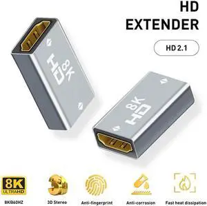 Converter Extender HDMI-Compatible Cable Cord Extension Adapter 8K@60Hz HDMI-Compatible Female to Female for PC TV Projector