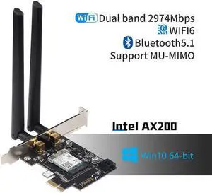Desktop Wi-Fi 6 PCI-E Wireless Adapter 2.4Gbps 2.4G/5Ghz 802.11ac/ax Bluetooth 5.0 AX200NGW Wifi Card For Intel AX200 MU-MIMO