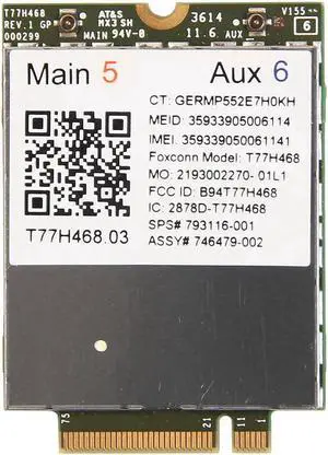 For HP elitebook 745 840 850 LT4211 Gobi5000 4G LTE/EVDO/HSPA+/GSM/GPRS/EDGE Wireless WWAN NGFF Module M.2 Card SPS:793116-001