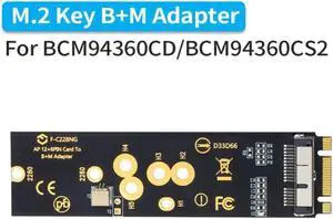 PCIEBT2 12+6 Pin Bluetooth WiFi Card Module to M.2 NGFF Key B+M Adapter for Mac OS For BCM94360CD BCM94360CS2