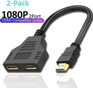 2Pcs HDMI Splitter Cable 1080P 2 Dual Port Y Splitter 1 In 2 Out Cable Adapter Splitter