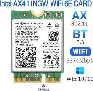 Wi-Fi 6E AX411 for Intel AX411NGW WIFI network card CNvio2 802.11ax 2.4/5/6GHz Bluetooth 5.3 BT5.3 for Win 10 11