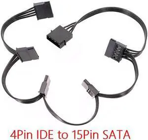2pcs New SATA 15Pin M 1 to 5 SATA 15Pin F Hard Drive Power Supply Splitter Cable Cord for DIY PC Sever 15-pin Power Adapter 60CM Wire