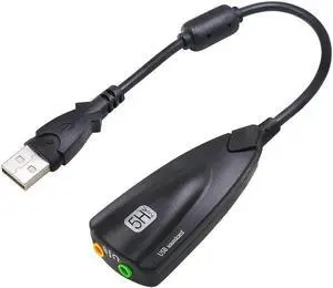 External USB Sound Card 7.1 Adapter 5HV2 USB to 3D CH Sound Antimagnetic Audio Headset Microphone 3.5mm Jack For Laptop PC