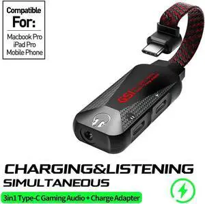 For GS1 New USB-C Type-C Fast Charge 3.5mm Audio Three in One Eat Chicken Game Mobile Phone High Quality Sound Card Adapter
