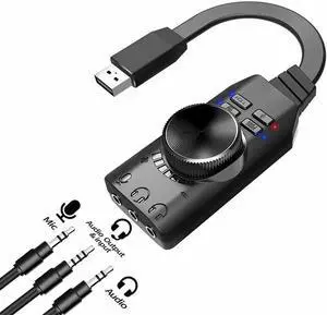 7.1Channel External USB Computer Game Sound Card for PUBG Gaming External Audio Card 3.5mm USB Adapter Plug and Play PC Laptop