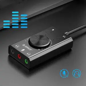External USB Sound Card Stereo Mic Speaker Headset Audio Jack 3.5mm Cable Adapter Mute Switch Volume Adjustment Free Drive
