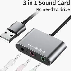 External Sound Card Converter Splitter USB Adapter 3 Port Converter Headphone Microphone for PC Laptop Audio adapter