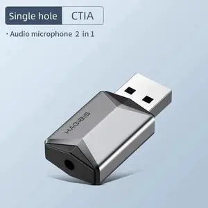 2 in 1 USB Sound Card Portable External 3.5mm Microphone Audio Adapter for PC Laptop PS4/5 Earphone Speaker Windows Mac