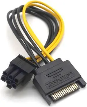 10 Pcs 20cm 6Pin To SATA Converter Adapter Video Power Supply Cable Video Power Cable 15 Pin To 6 Pin PCI EXPRESS PCI-E Card SATA Cable