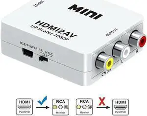 HDMI TO AV RCA CVSB L/R Video 1080P Scaler Converter Box HD Video Composite Adapter HDMI2AV Adapter Support NTSC PAL