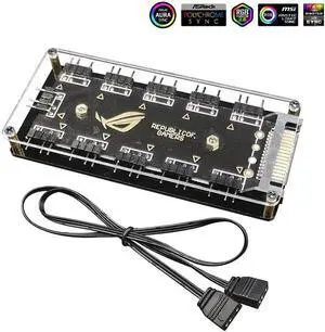 5V 3pin 1 To 10 Fan Hub Splitter Motherboard ARGB SYNC Synchronous AURA Extension Cable SATA Power Supply