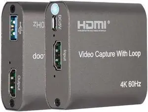 4K 60hz Loop Out HDMI Capture Card Audio Video Recording Plate Live Streaming USB 1080p 60fps Grabber for PC PS4 Game DVD Camera