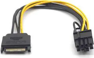 5PCS 15pin SATA male to 8pin(6+2) PCI-E Power Supply Cable 20cm SATA Cable 15-pin to 8 pin cable 18AWG Wire for video card