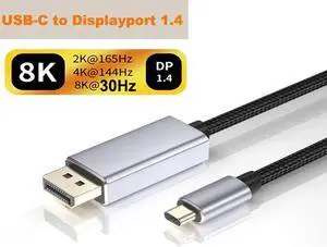 Thunderbolt 3 USB C to Displayport 1.4 cable 8K 4K 144Hz 2K 165Hz USB 3.1 Type C to DP cable