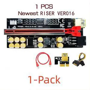 Newest VER016 PCIE Riser 016 V016 Riser PCI Express X16 Temperature Voltage 3 RGB LED 6P USB Mining Riser For Video Card