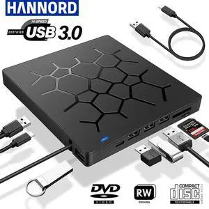 External CD/DVD Drive USB 3.0 Type-C 6 in 1 DVD Drive PlayerOptical Drive With SD/TF & USB3.0 Slots Optical Drives For PC Laptop