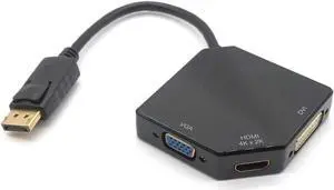 Displayport Dp to HDMI DVI VGA Male to Female 3-in-1 Adapter Converter Multi-Function Cable for PC Monitor Projector hdtv