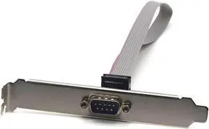 2PCS Serial 9 pin DB9 RS232 Motherboard Com Port Ribbon Cable Connector Bracket 27cm Cables