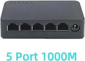 Network Switch Mini 5Ports Switch Ethernet 1000Mbps/100Mbps Gigabit High Performance Smart Switcher RJ45 Hub Internet Injector 5 Port, 100/1000M