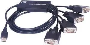 FTDI CHIP 4 Port USB to Serial RS232 DB9 Adapter Cable