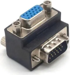 2PCS Audio Video Cables Right Angle 90 Degree DB 9 Pin VGA SVGA Male to Female Converter Angle Adapter