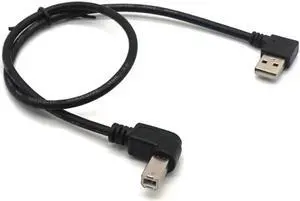 2PCS USB Type AM Right Angled Male to B Male Right Angled Plug Printer Scanner Cable 0.5m(1.64ft)