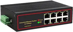 Industrial 8 port ethernet LAN switch 100M DOUBLE DC POWER high and low temperature SURGE PROTECTION TXE036