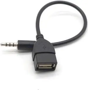 2PCS Car MP3 Player Converter 3.5 mm Male AUX Audio Jack Plug To USB 2.0 Female Converter Cable Cord Adapter