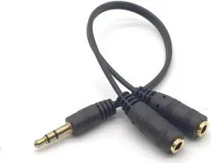 2PCS 3.5mm 1 in 2 Couples Audio Line Earbud Headset Headphone Earphone Splitter For Pad Phone Android Mobile MP3 MP4