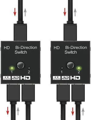 4K HDMI-compatible Switch 2 Ports Bi-Directional 1x2 / 2x1 HD Switcher Splitter 4K 1080P 3D HDR HDCP for PS4 PS3 Xbox HDTV BOX