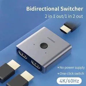 HDMI-compatible Switcher 4K 60Hz Splitter Bi-Direction 1x2/2x1 Adapter 2 in 1 out for PS4/3 TV Box HDTV Xbox Projector