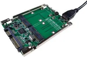 2.5" SATA III to dual mini SATA USB 3.0 to 2 mSATA SSD Raid controller card Converter with cable