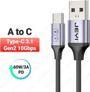 USB A to Type C Cable 60W Fast Charging 10Gbps Data Cord USB Charger for Samsung Xiaomi HTC Redmi Huawei Mobile Phone USB-C