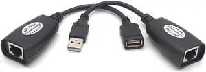 USB 2.0 Male To Female Cat6 Cat5 Cat5e 6 Rj45 LAN Ethernet Network Extender Extension Repeater Adapter Converter Cable