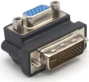 2PCS DVI to VGA Converter Adaptor 90 Degree DVI-I 24+5 Male to VGA HD15 Female Adapter Monitors Graphic Video HD 1080P Connector Plug