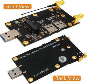 NGFF M.2 Key B to USB 3.0 Adapter Expansion Card for 3G/4G/5G Module M.2 Wifi Card with Dual NANO SIM Card Slot 2.4G/5G Antenna