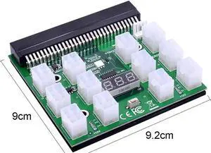Power Module Breakout Board Kits with 12pcs 6Pin to 6+2 8Pin Power Cable for HP 1200W 750W PSU GPU Mining Ethereum