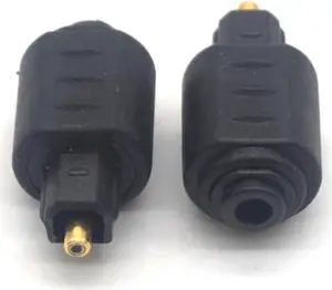 2PCS 3.5mm Black Mini Optical Audio Adapter Female Jack Plug to Digital Toslink Male Plug
