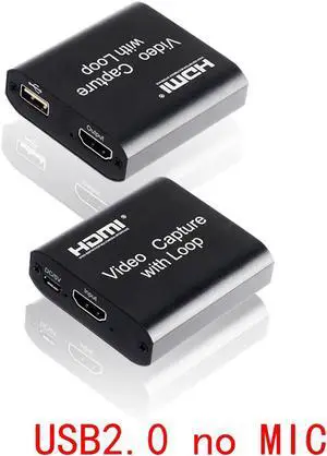 4K HDMI Video Capture Card 1080p Board Game Capture Card USB 2.0 Recorder Box Device for Live Streaming Video Recording Loop Out